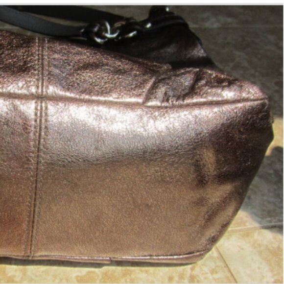 COACH "Brooke" Pewter & Copper Leather Hobo Shoulder Handbag K1176-F17165 - Picture 7 of 10